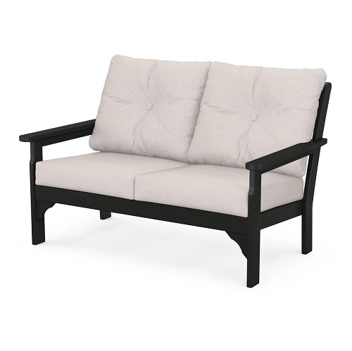 vineyard loveseat – black / dune burlap