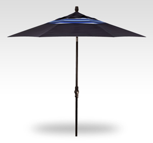 9′ navy and milano stripe sandwich collar tilt umbrella – black frame