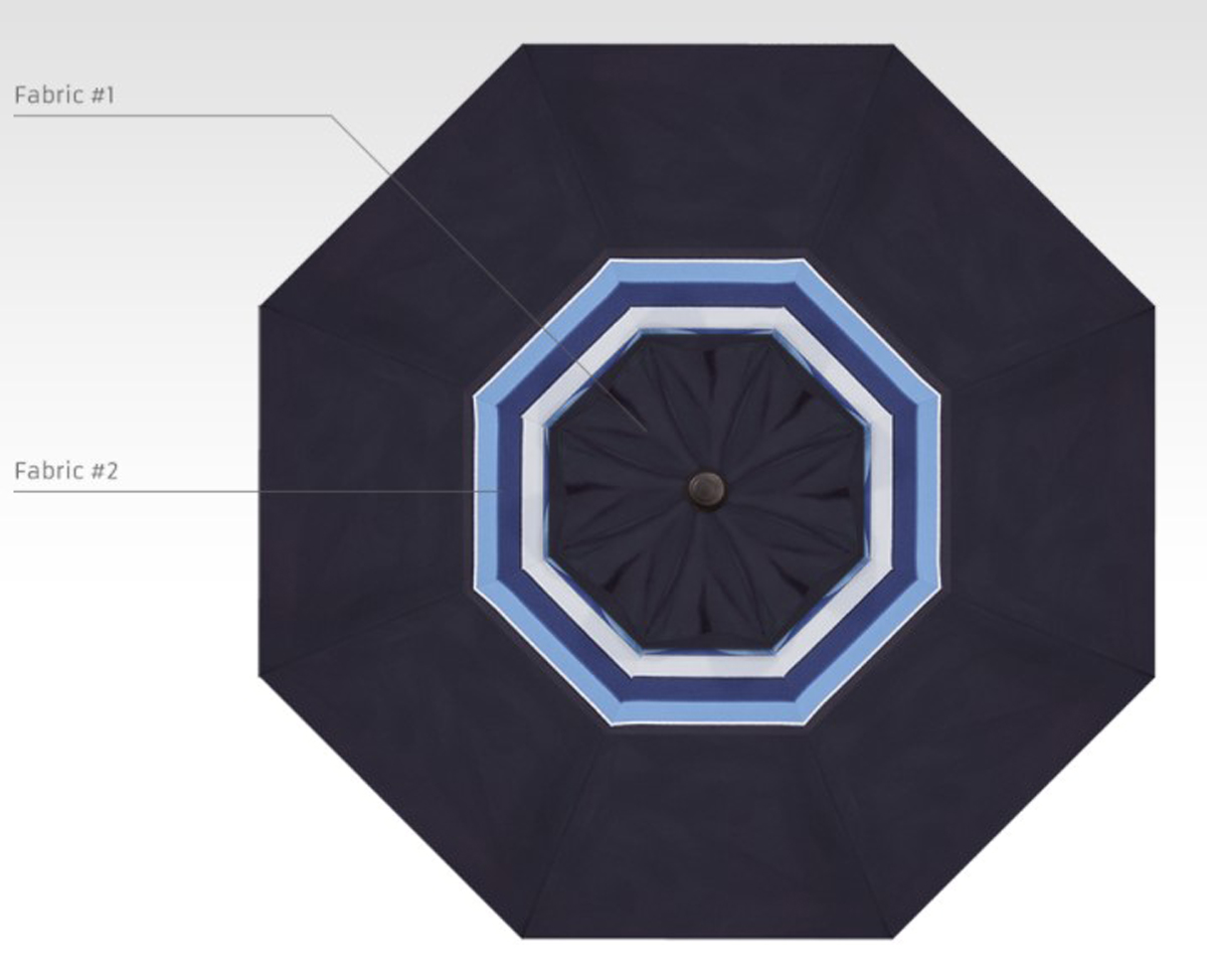 9′ navy and milano stripe sandwich collar tilt umbrella – black frame thumbnail image