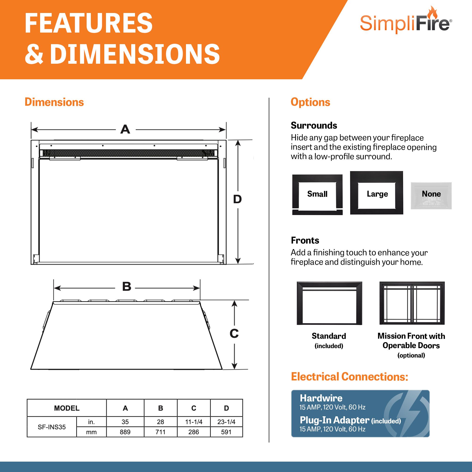 35 inch electric fireplace insert thumbnail image