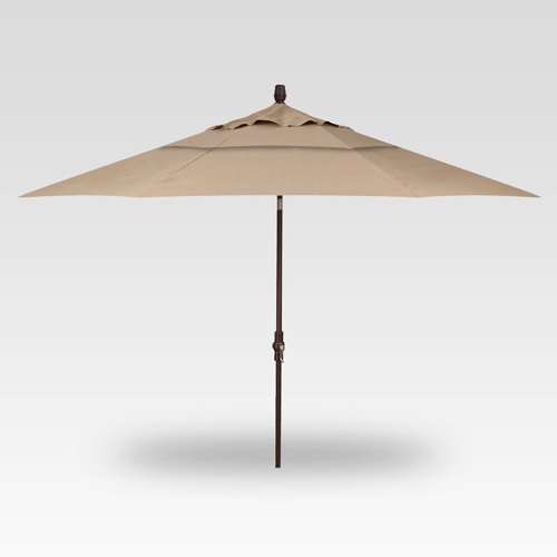 11′ heather beige collar tilt umbrella – bronze frame
