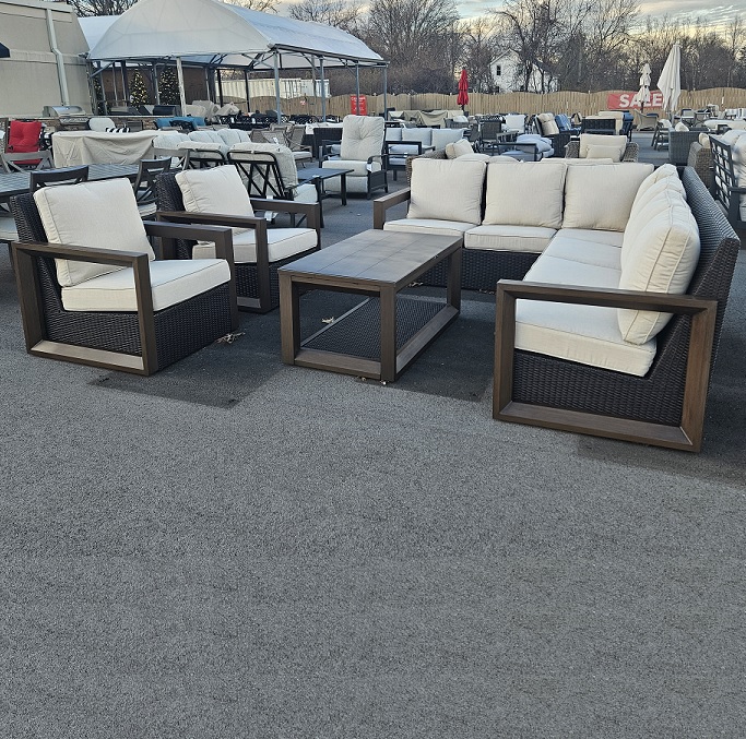 alameda sectional seating group – bronze frame / beige fabric thumbnail