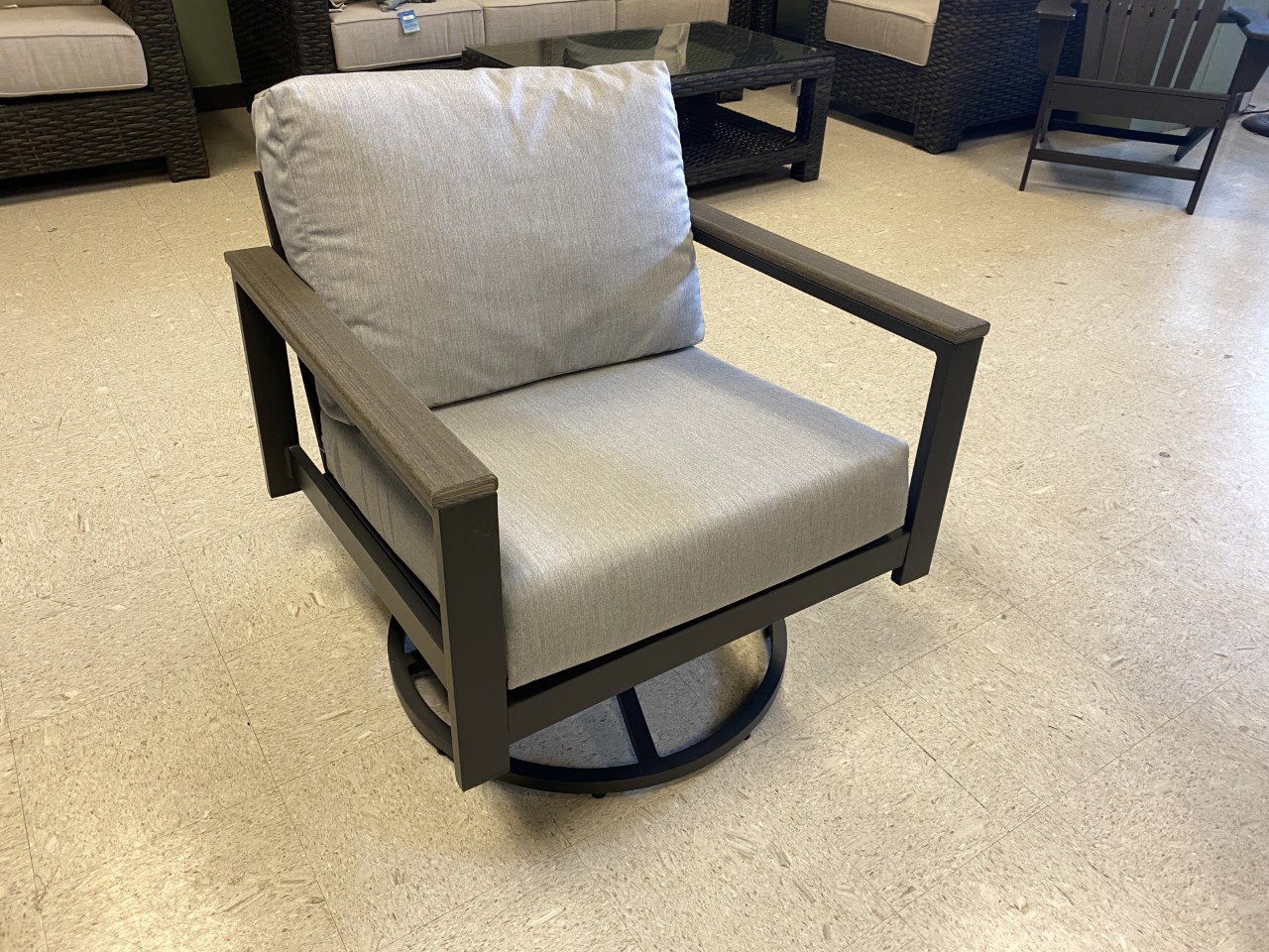 hixon swivel rocking lounge chair – canvas graphite product image