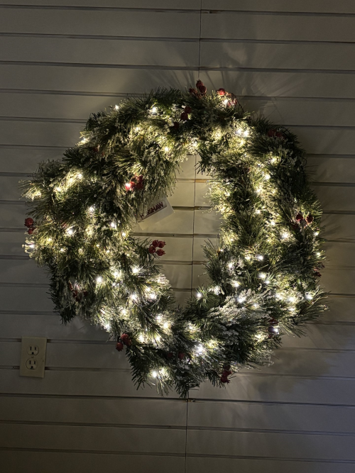 36 inch brandywine wreath – white led battery powered lights