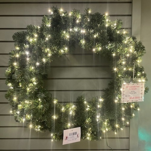 36 inch colorado fir wreath-clear led lights