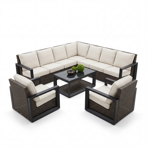 alameda seating set- black frame/ sunbrella cast silver fabric