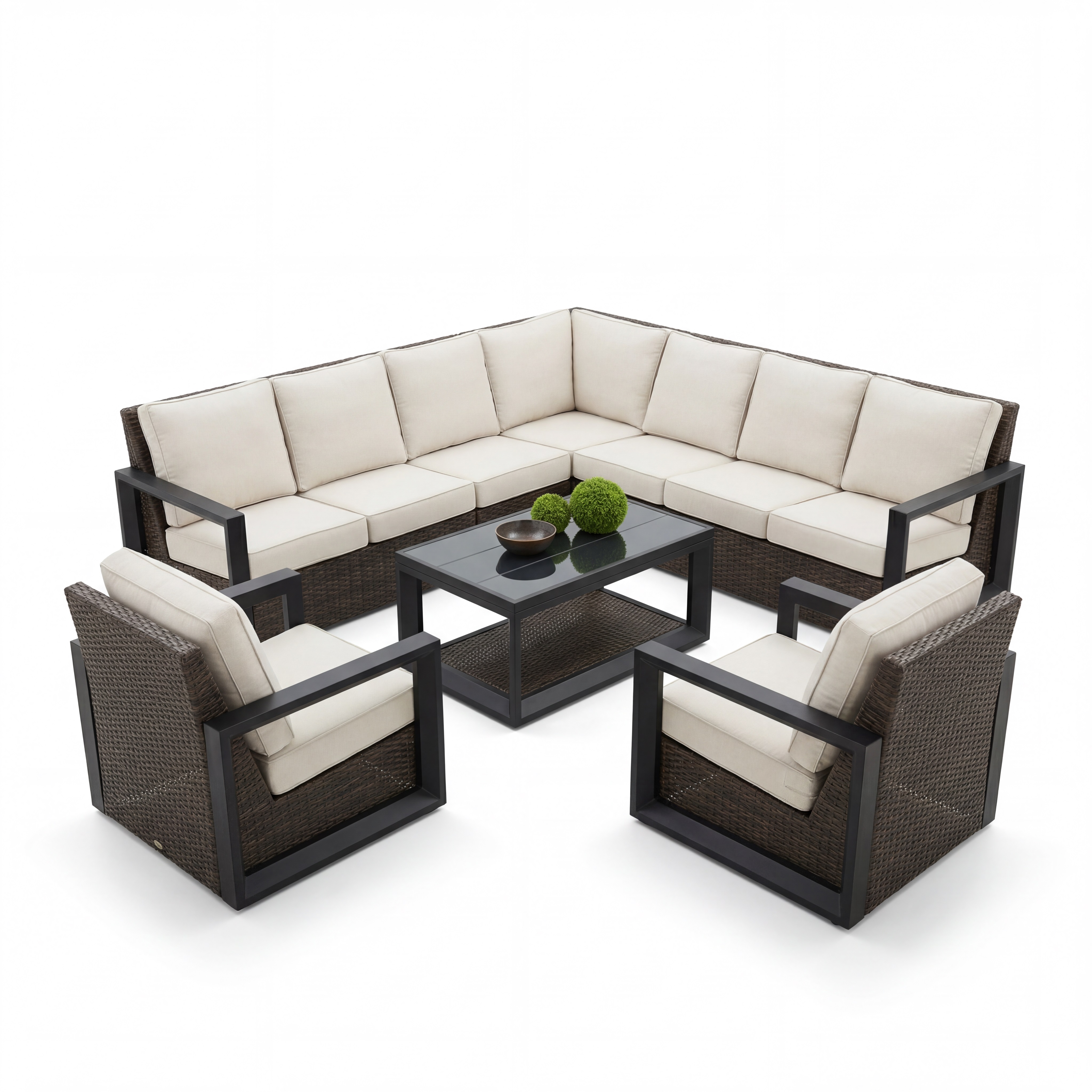 alameda seating set- black frame/ sunbrella cast silver fabric product image