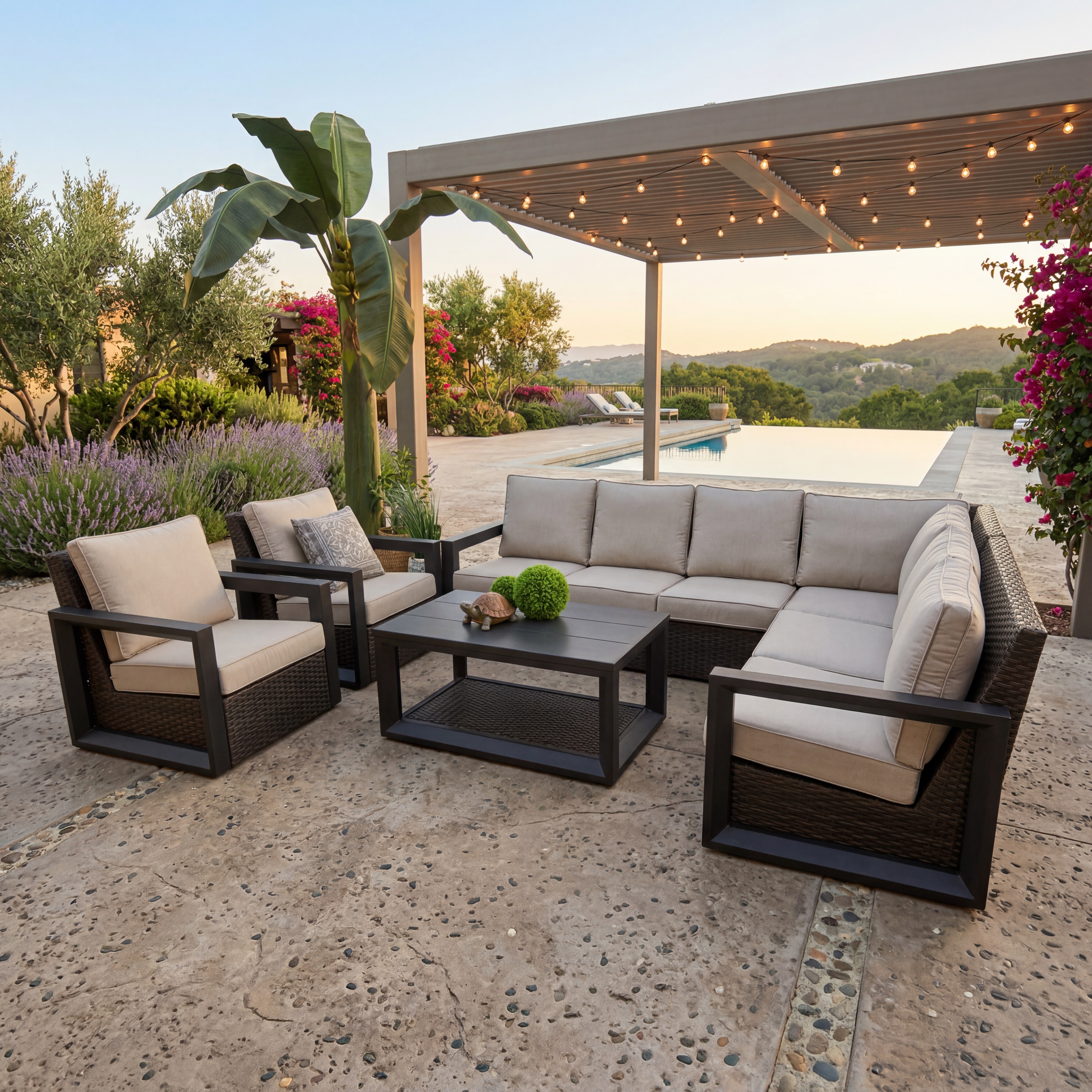 alameda seating set- black frame/ sunbrella cast silver fabric thumbnail image