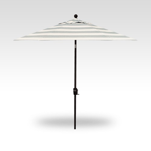 9′ block sea stripe push-button tilt umbrella – black frame