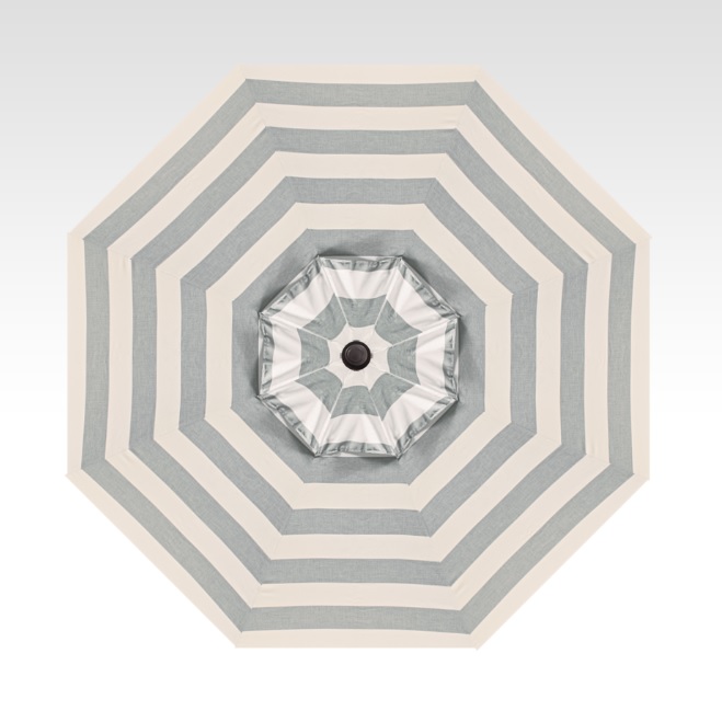 9′ block sea stripe push-button tilt umbrella – black frame thumbnail image