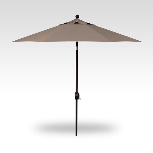 9′ taupe push-button tilt umbrella – bronze frame