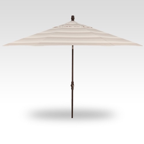 11′ direction linen stripe collar tilt umbrella – bronze frame