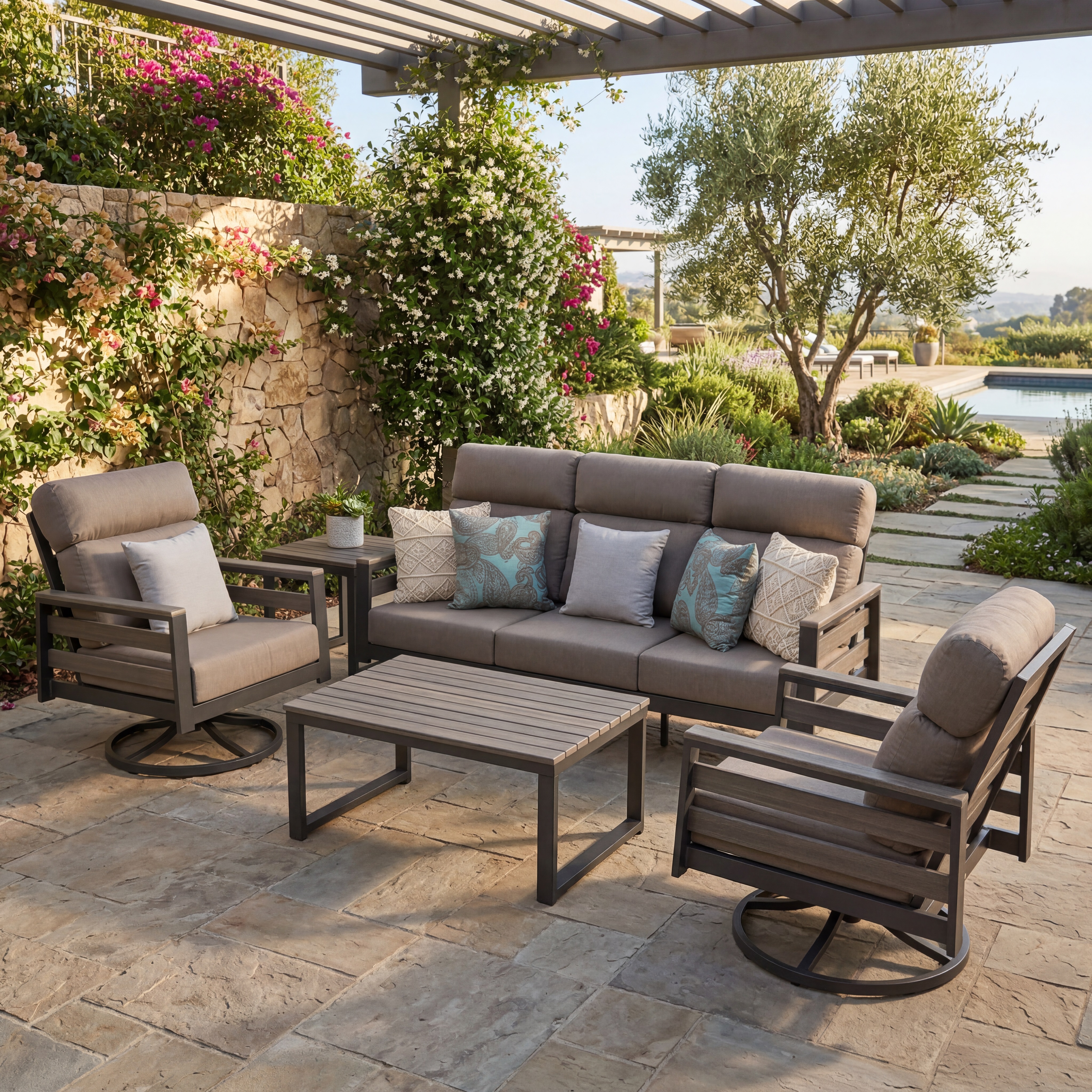 hixon high back seating set – coastal grey / cast shale thumbnail image