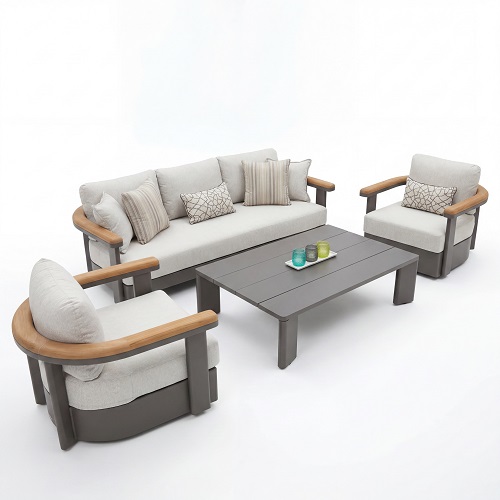 luca seating set – teak / white sands