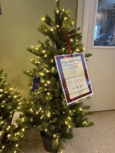 4' logan potted spruce tree - color changing clear/multi led lights