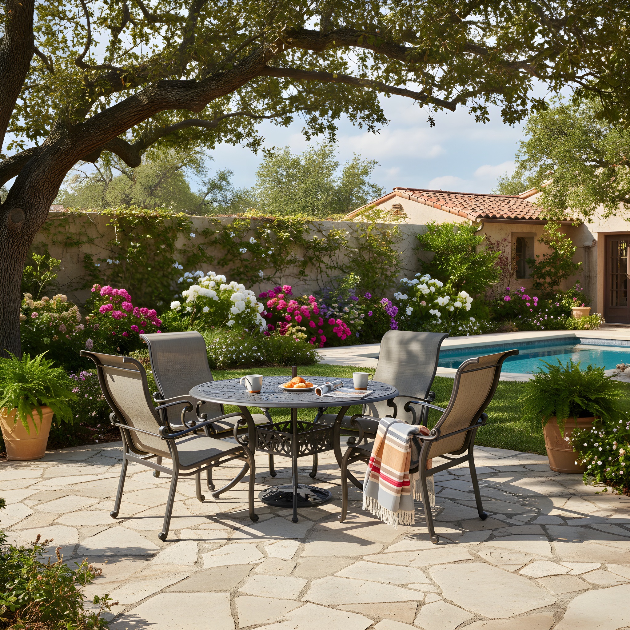 54″ chateau lazy susan dining set, desert bronze thumbnail image