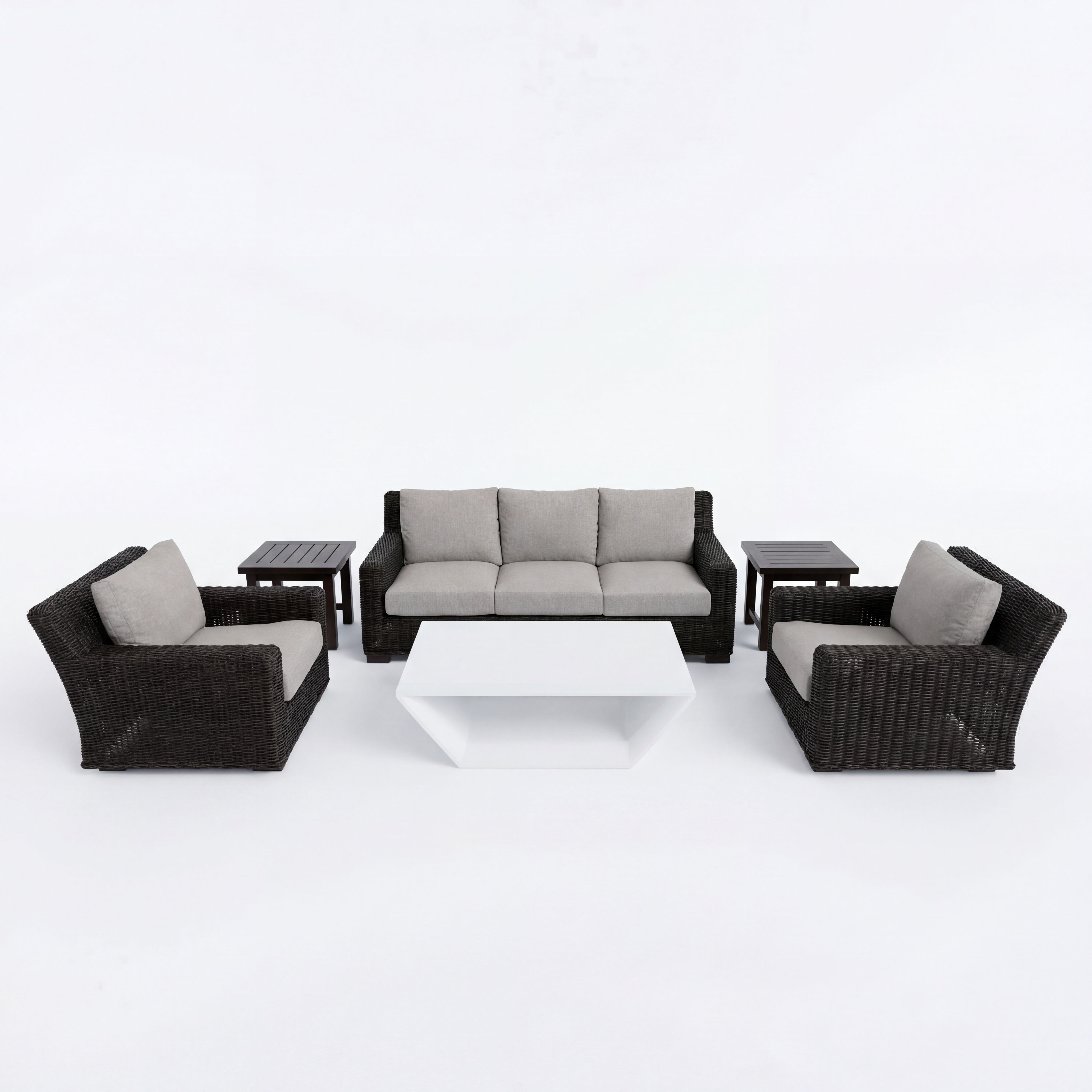 rustic wicker seating set black walnut product image