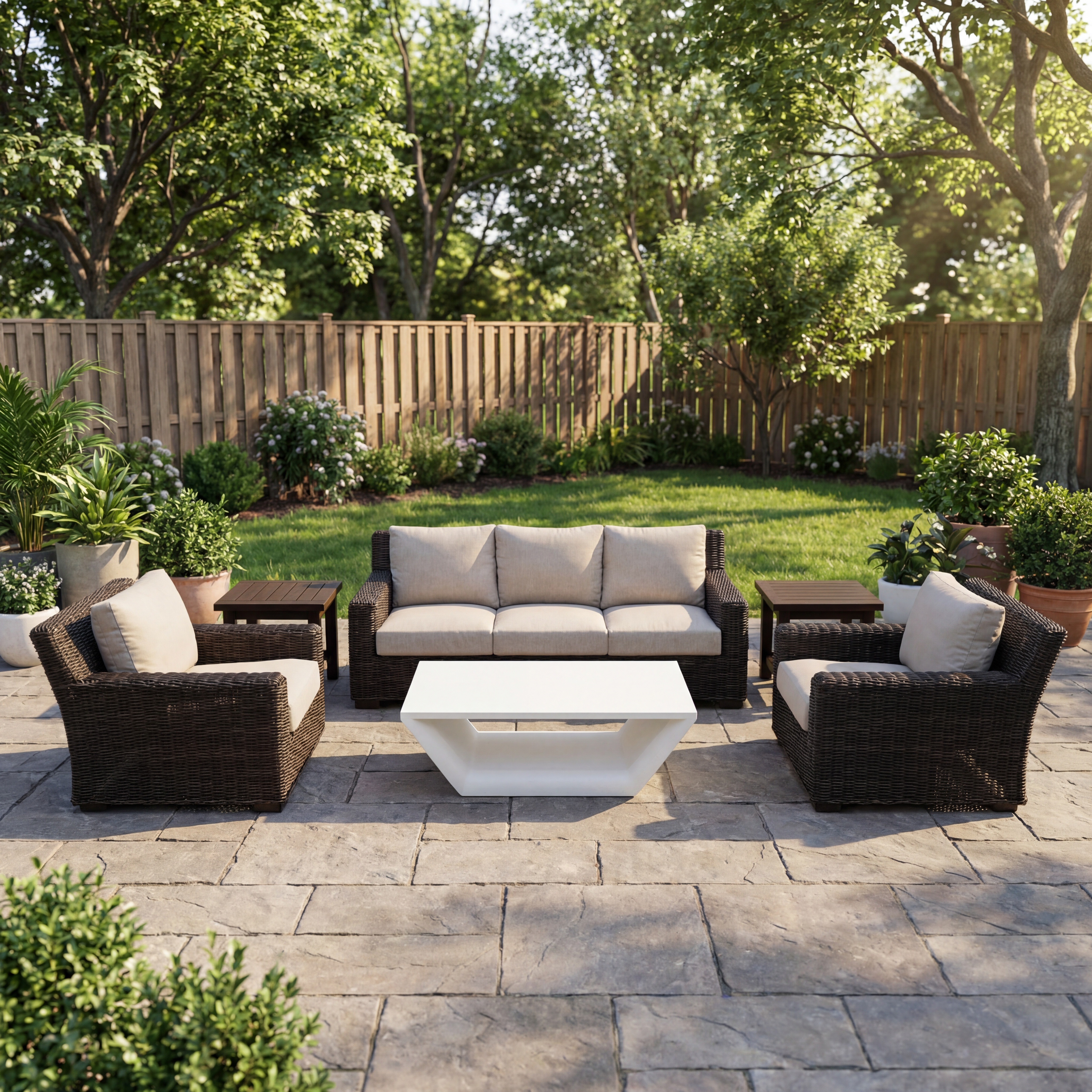 rustic wicker seating set black walnut thumbnail image