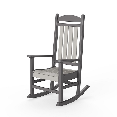 porch rocker – dark grey frame / dove grey slats