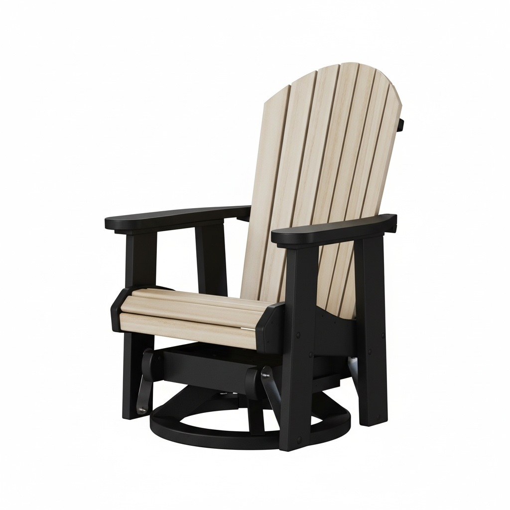 fanback swivel glider – black frame / seashell white slats product image
