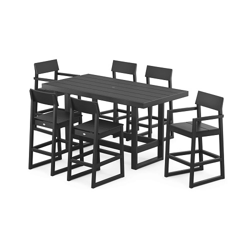 edge 7 piece bar dining set – black